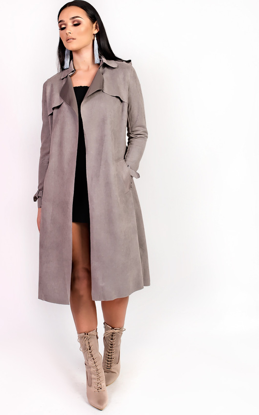 Alana Faux Suede Trench Jacket Alana Faux Suede Trench Jacket