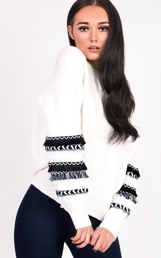 Robyn Embroidered Panel Sleeve Knitted Jumper Robyn Embroidered Panel Sleeve Knitted Jumper