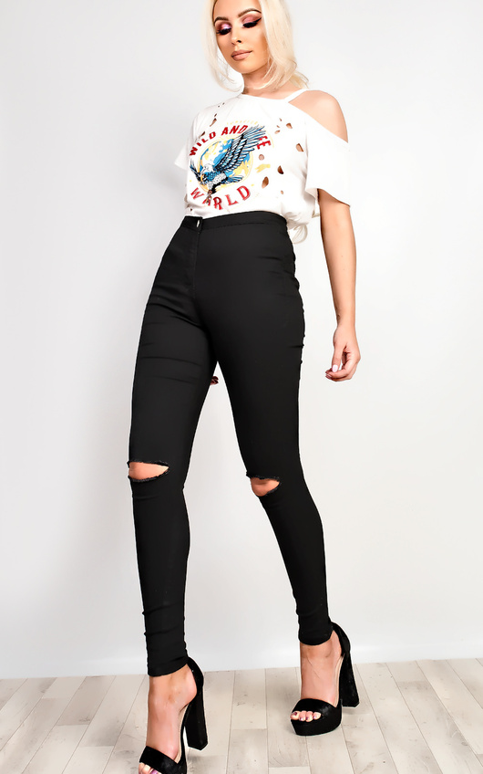 Perrie High Waisted Ripped Skinny Jeans Perrie High Waisted Ripped Skinny Jeans