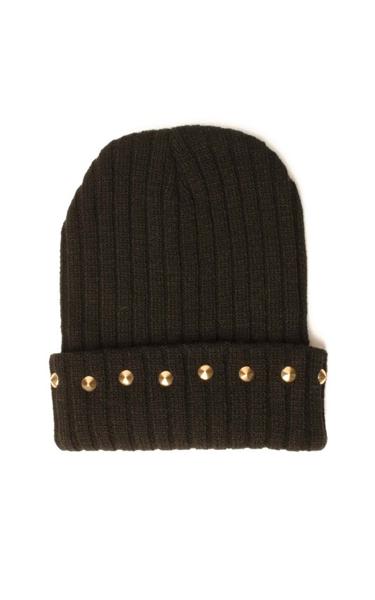 Gold Studded Black Beanie Hat Gold Studded Black Beanie Hat