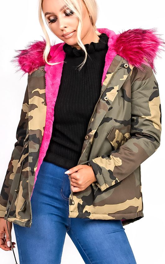 Sara Faux Fur Camo Parka Sara Faux Fur Camo Parka
