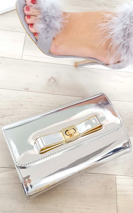 Nadia Metallic Bow Detail Clutch Bag Nadia Metallic Bow Detail Clutch Bag