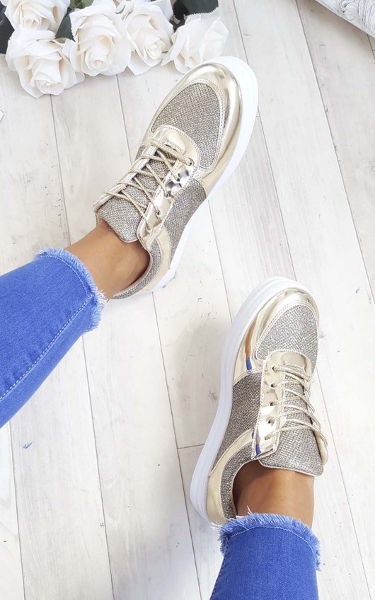 Eva Lace Up Platform Glitter Metallic Trainers Eva Lace Up Platform Glitter Metallic Trainers