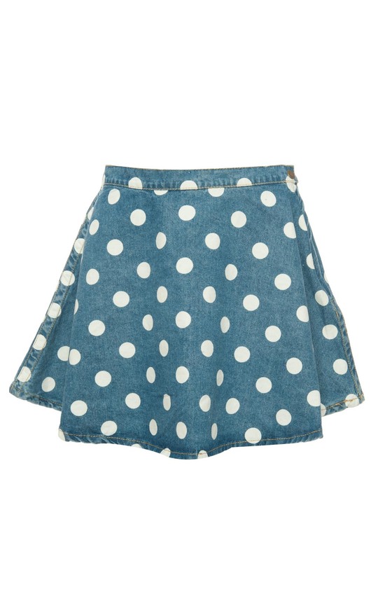 Lizzy Polka Dot Denim Skater Skirt Lizzy Polka Dot Denim Skater Skirt