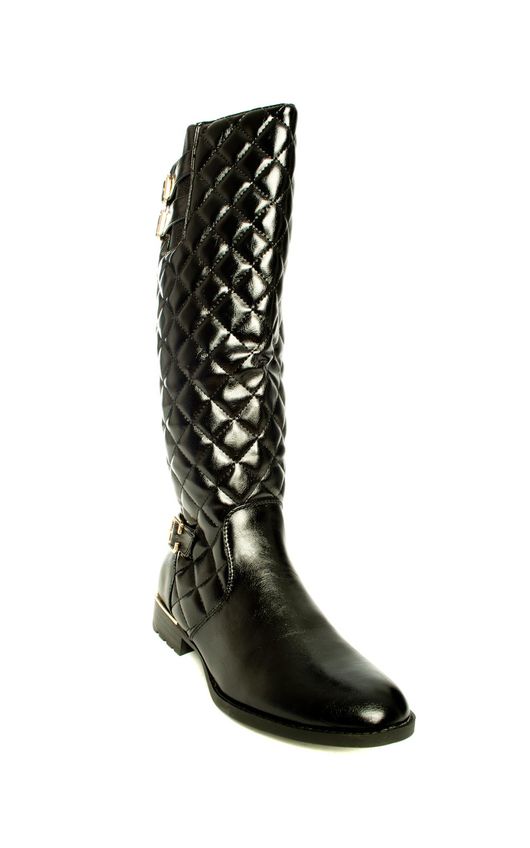 Priscila Quilted Knee High Buckle Boots Priscila Quilted Knee High Buckle Boots