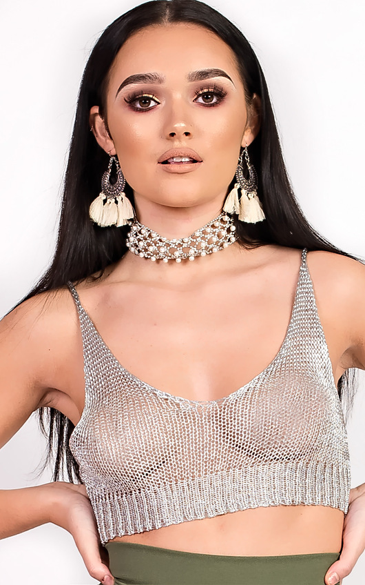 Daliah Gold Metallic Knitted Crop Top Daliah Gold Metallic Knitted Crop Top