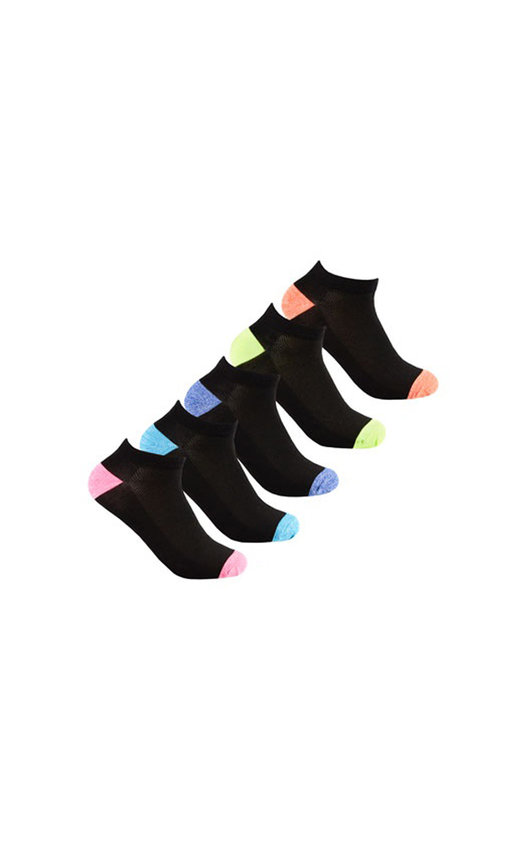 Ankle Socks Multi Pack in Black with Neon Colour Ankle Socks Multi Pack in Black with Neon Colour