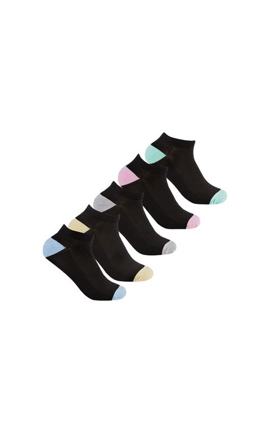 Ankle Socks Multi Pack in Black with Pastel Colour Ankle Socks Multi Pack in Black with Pastel Colour