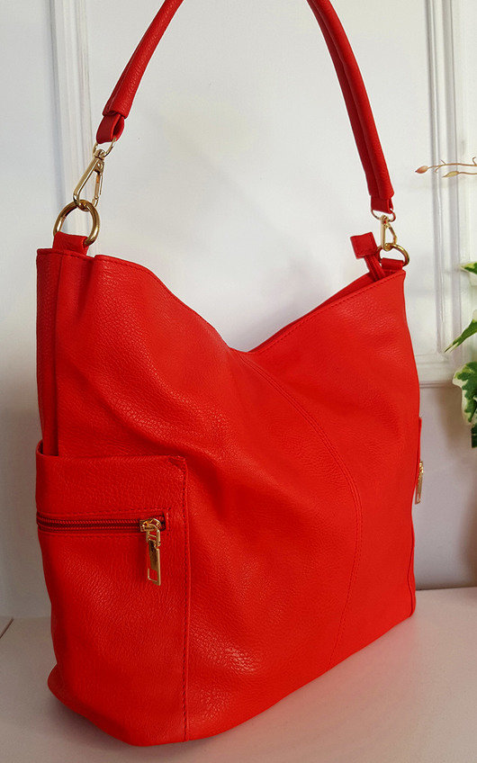 Anne Faux Leather Shoulder Bag with Side Pocket Zip Detail Anne Faux Leather Shoulder Bag with Side Pocket Zip Detail
