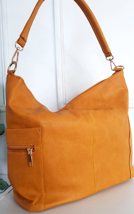 Anne Faux Leather Shoulder Bag with Side Pocket Zip Detail Anne Faux Leather Shoulder Bag with Side Pocket Zip Detail