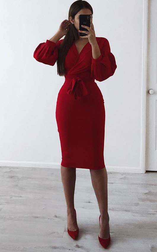 Aoife Wrap Tie Bodycon Dress Aoife Wrap Tie Bodycon Dress
