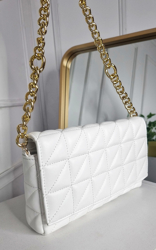 Asha Faux Leather Padded Handbag with Chain Detail Asha Faux Leather Padded Handbag with Chain Detail