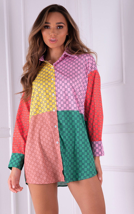Aurora Colour Block Printed Button Up Shirt Aurora Colour Block Printed Button Up Shirt