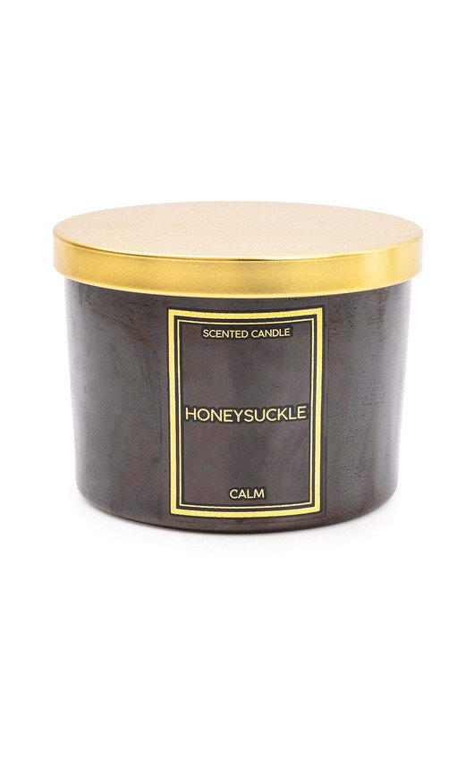 Black & Gold 2 Wick Jar Candle with Metal Lid in Honeysuckle Scent Black & Gold 2 Wick Jar Candle with Metal Lid in Honeysuckle Scent