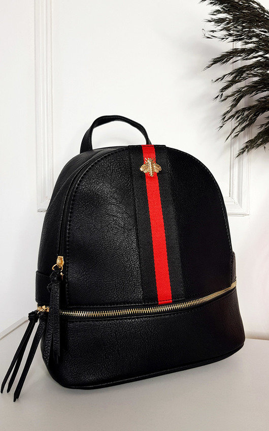 Blair Faux Leather Backpack with Stripe Detail Blair Faux Leather Backpack with Stripe Detail