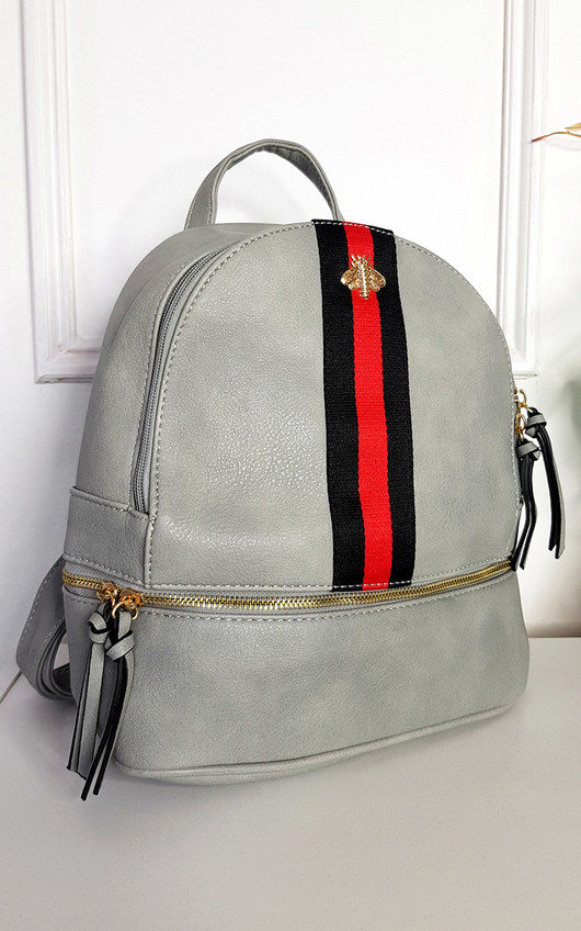 Blair Faux Leather Backpack with Stripe Detail Blair Faux Leather Backpack with Stripe Detail