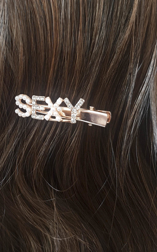 Chelsy Sexy Slogan Diamante and Pearl Hair Clip Chelsy Sexy Slogan Diamante and Pearl Hair Clip