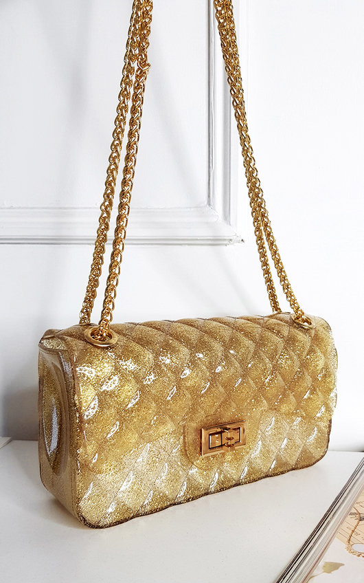 Cheryl Padded Fold Over Bag with Chain Strap Cheryl Padded Fold Over Bag with Chain Strap