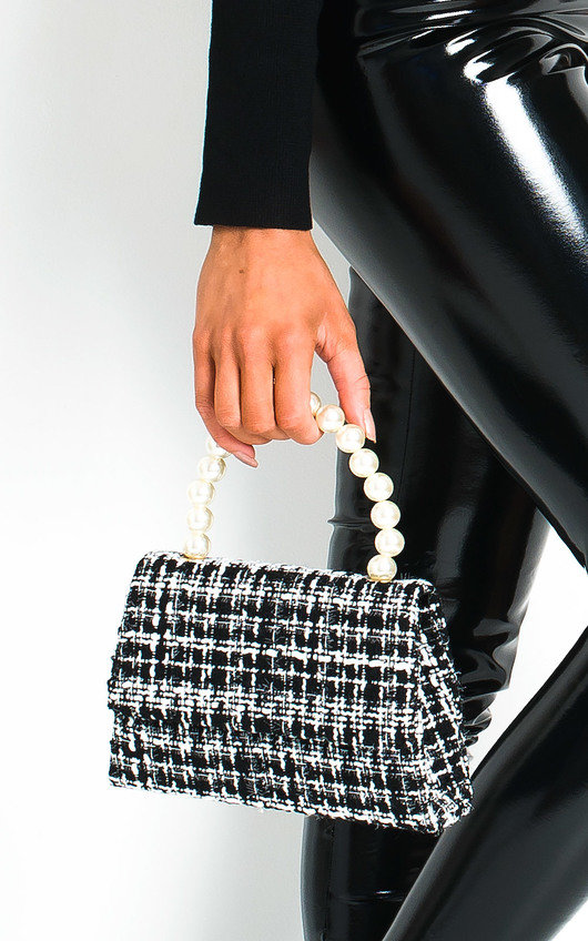 Chey Tweed Pearl Handle Mini Bag Chey Tweed Pearl Handle Mini Bag