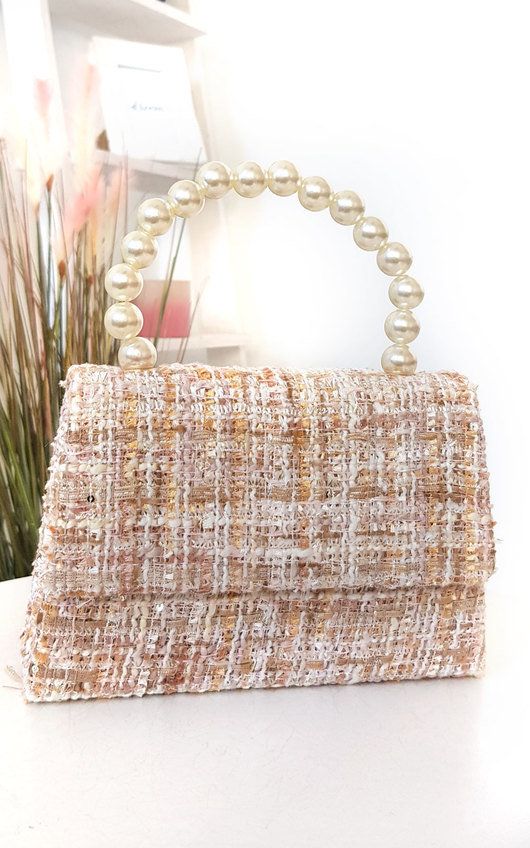 Chey Tweed Pearl Handle Mini Bag Chey Tweed Pearl Handle Mini Bag