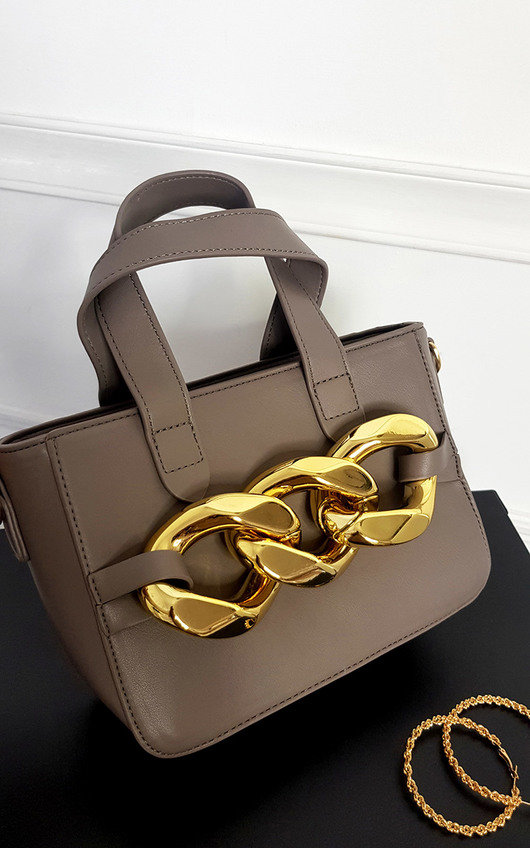 Claire Faux Leather Bag with Extreme Chain Detail Claire Faux Leather Bag with Extreme Chain Detail