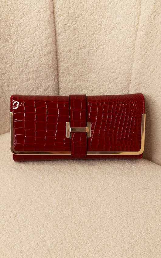 Clara Faux Leather Croc Print Buckle Purse Clara Faux Leather Croc Print Buckle Purse