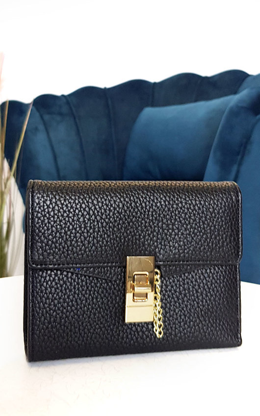 Clara Faux Leather Purse in Black | ikrush