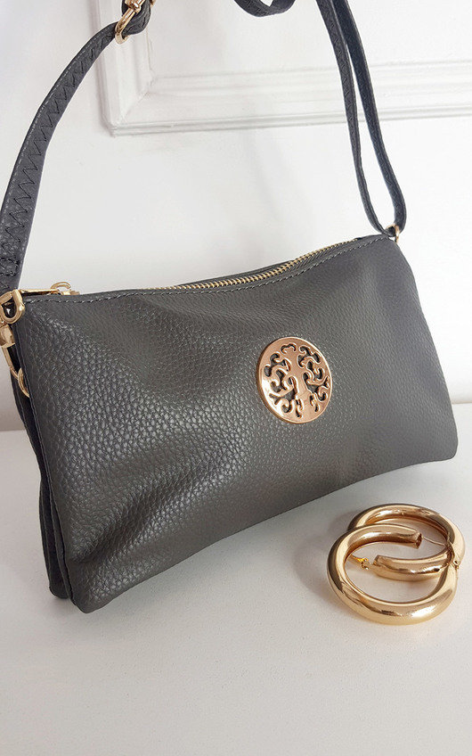 Darla Faux Leather Zip Purse with Wrist Strap and Gold Detail Darla Faux Leather Zip Purse with Wrist Strap and Gold Detail