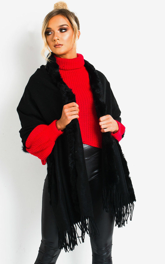 Dills Faux Fur Trim Cape Dills Faux Fur Trim Cape