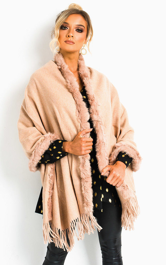 Dills Faux Fur Trim Cape Dills Faux Fur Trim Cape