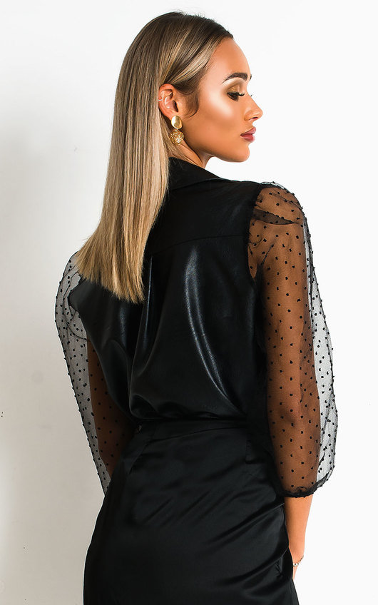 Dina Faux Leather Blouse Dina Faux Leather Blouse