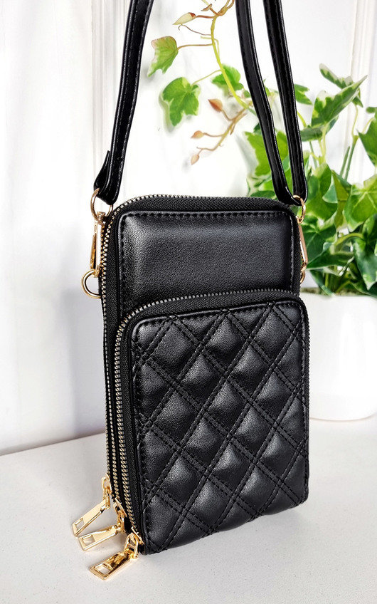 Emma Faux Leather Quilted Bag with Zip Detail Emma Faux Leather Quilted Bag with Zip Detail