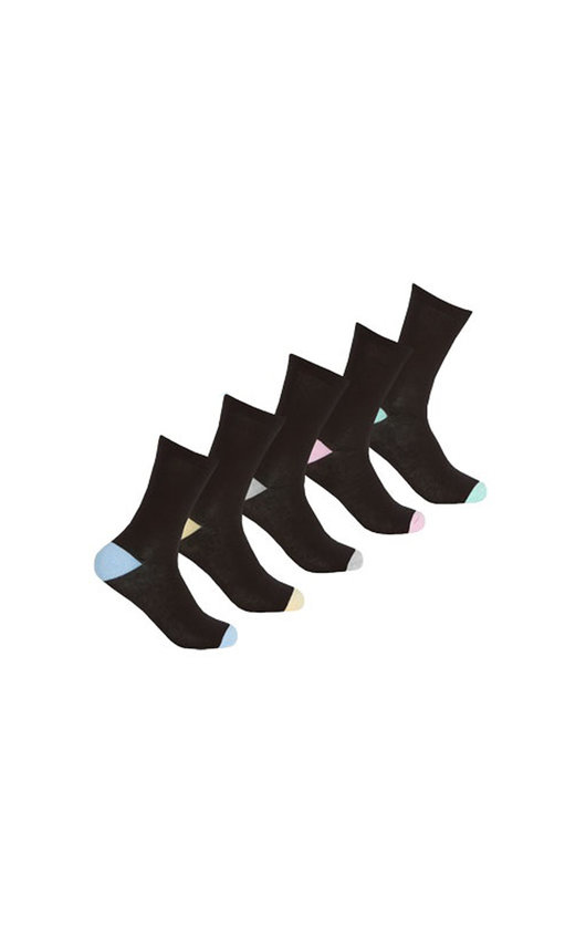 Everyday Socks Multi Pack in Black with Pastel Colour