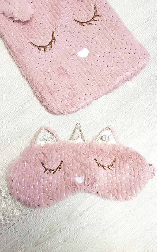 Faux Fur Unicorn Eye Mask and Hot Water Bottle Set Faux Fur Unicorn Eye Mask and Hot Water Bottle Set
