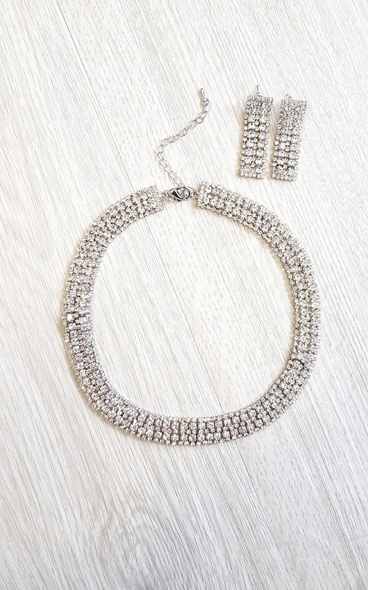 Gia Embellished Choker Necklace and Drop Earrings Set Gia Embellished Choker Necklace and Drop Earrings Set