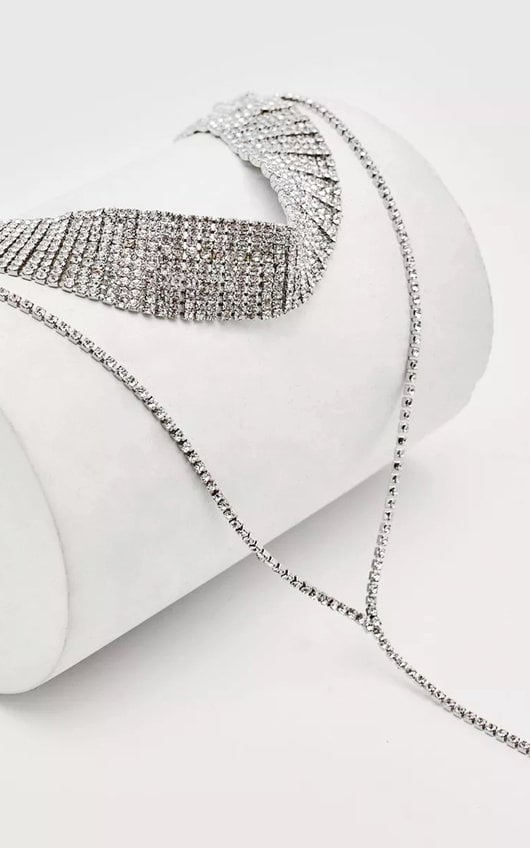 Hollie Embellished Two Layer Choker Necklace Hollie Embellished Two Layer Choker Necklace