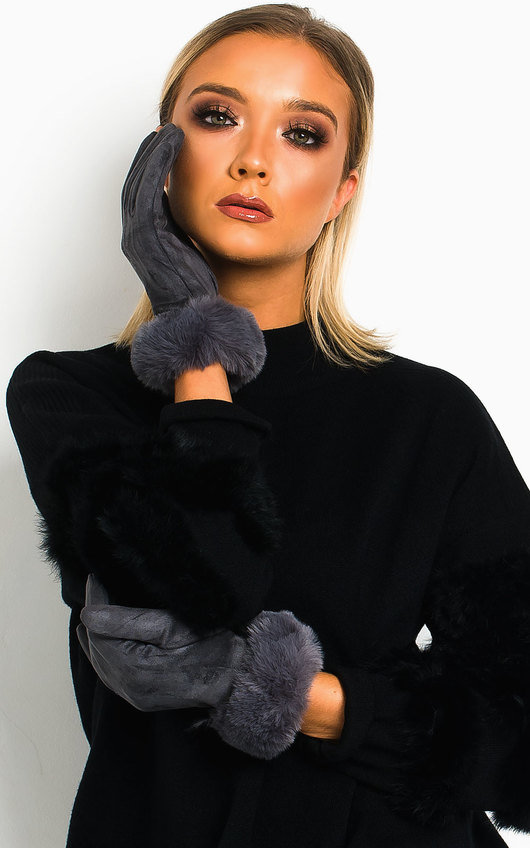 Iris Faux Suede Fluffy Gloves Iris Faux Suede Fluffy Gloves
