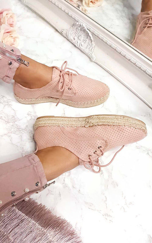 pink lace up espadrilles