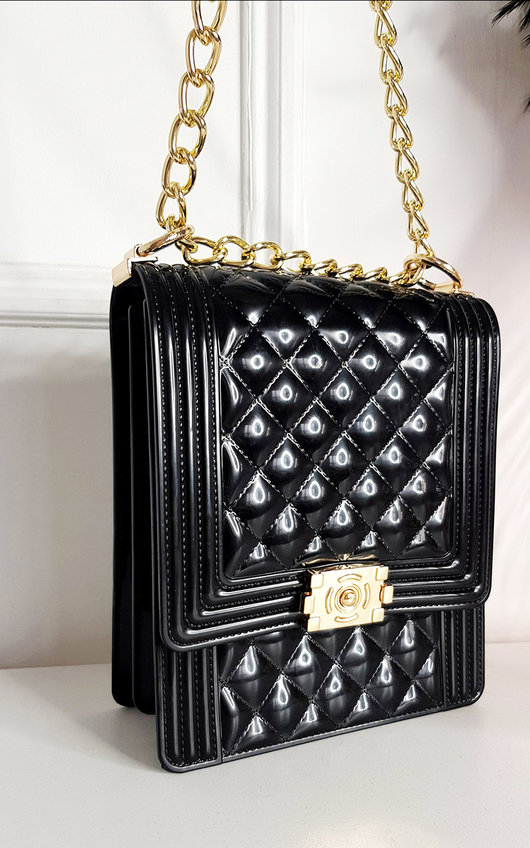 Jenna Fold Over Clasp Bag with Chain Strap Jenna Fold Over Clasp Bag with Chain Strap