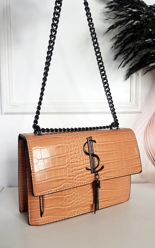 Jenny Croc Print Bag with Metal Chain Detail Jenny Croc Print Bag with Metal Chain Detail