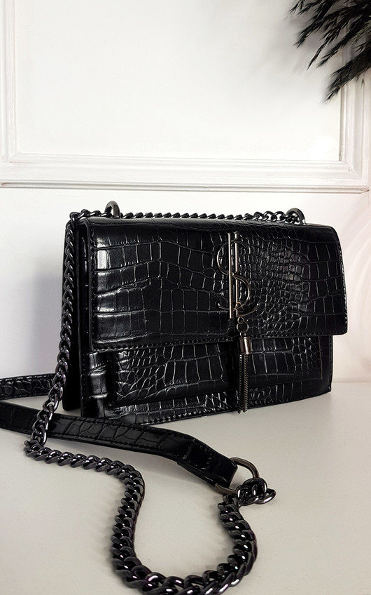 Jenny Croc Print Bag with Metal Chain Detail Jenny Croc Print Bag with Metal Chain Detail