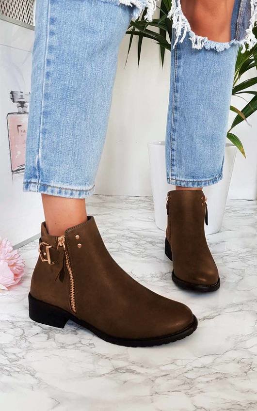Kali Buckle Faux Suede Ankle Boots Kali Buckle Faux Suede Ankle Boots