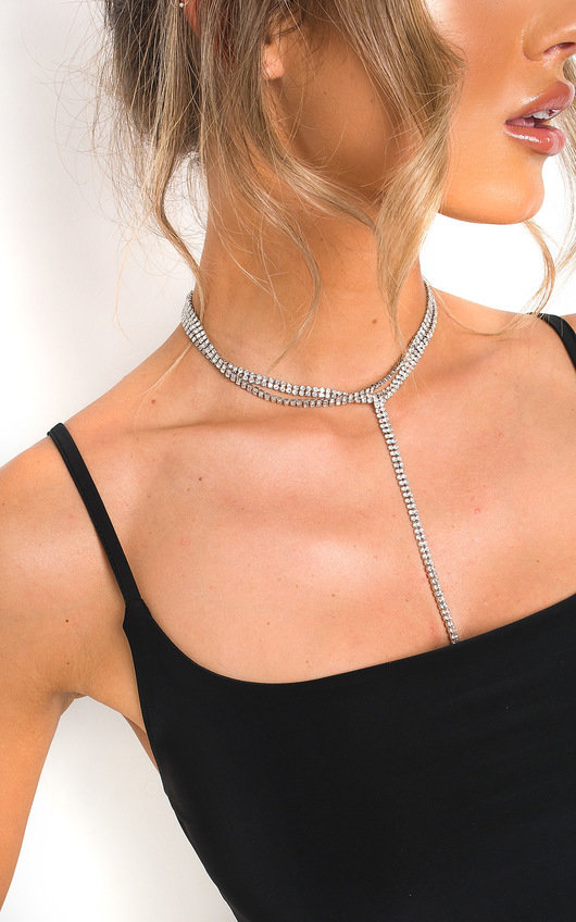 Kelli Diamante Tie Long Necklace Kelli Diamante Tie Long Necklace