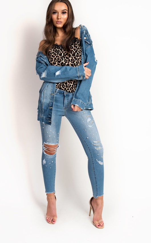 Klara Beaded Embellished Mid Rise Jeans Klara Beaded Embellished Mid Rise Jeans