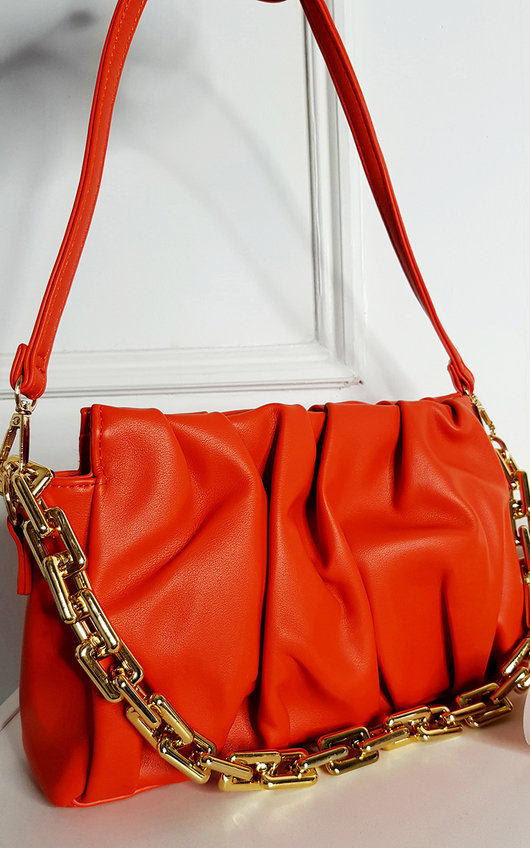 Klara Faux Leather Shoulder Bag with Chain Strap Klara Faux Leather Shoulder Bag with Chain Strap