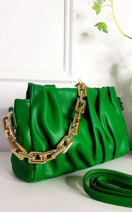 Klara Faux Leather Shoulder Bag with Chain Strap Klara Faux Leather Shoulder Bag with Chain Strap