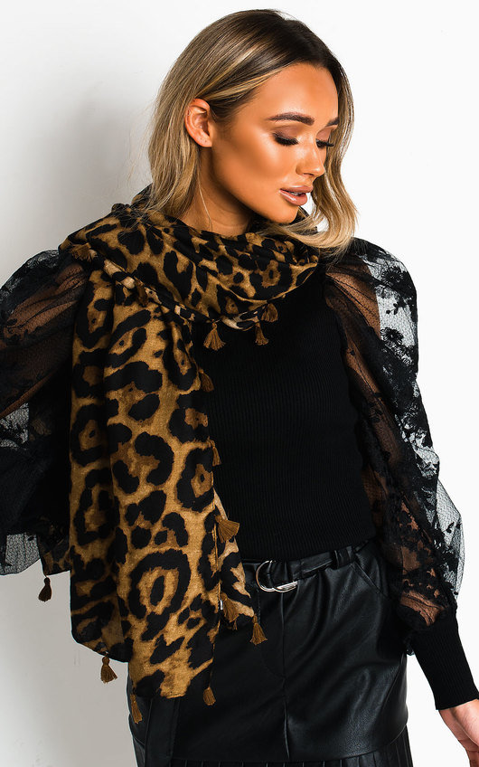 Lacey Leopard Detail Scarf Lacey Leopard Detail Scarf