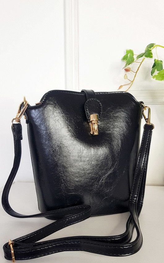 Lily Faux Leather Crossbody Bag with Gold Detail and Adjustable Strap Lily Faux Leather Crossbody Bag with Gold Detail and Adjustable Strap