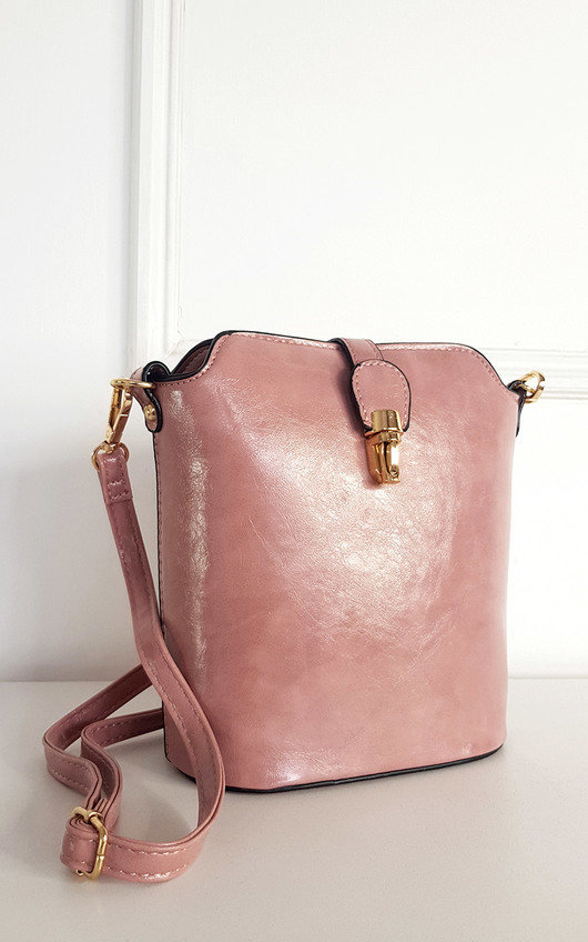 Lily Faux Leather Crossbody Bag with Gold Detail and Adjustable Strap Lily Faux Leather Crossbody Bag with Gold Detail and Adjustable Strap