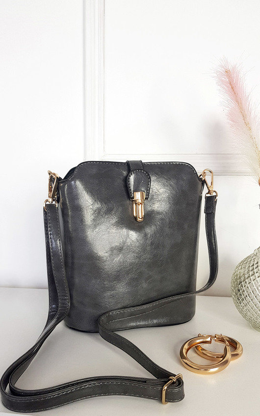 Lily Faux Leather Crossbody Bag with Gold Detail and Adjustable Strap Lily Faux Leather Crossbody Bag with Gold Detail and Adjustable Strap